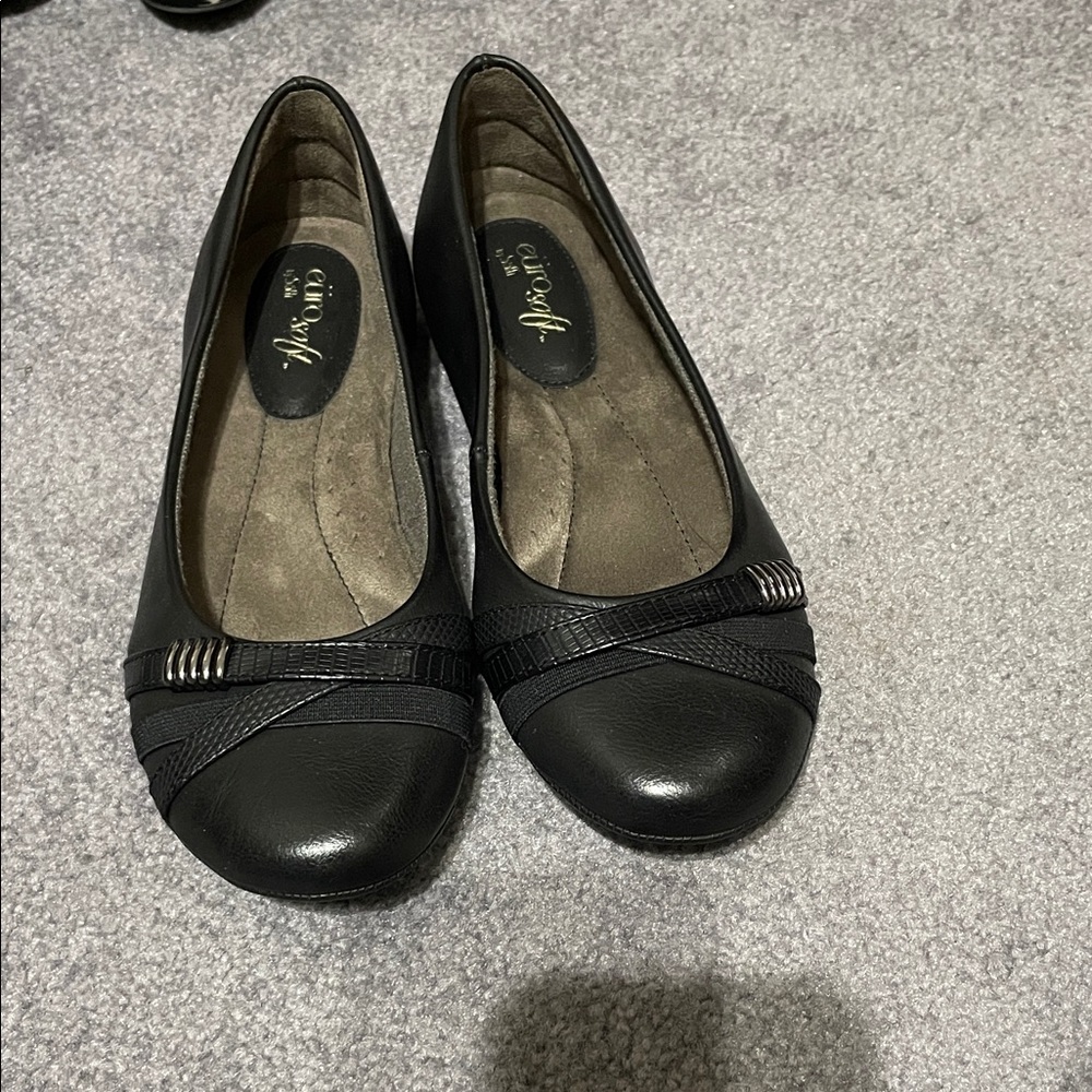 EuroSoft Black Loafers with Metallic Detail